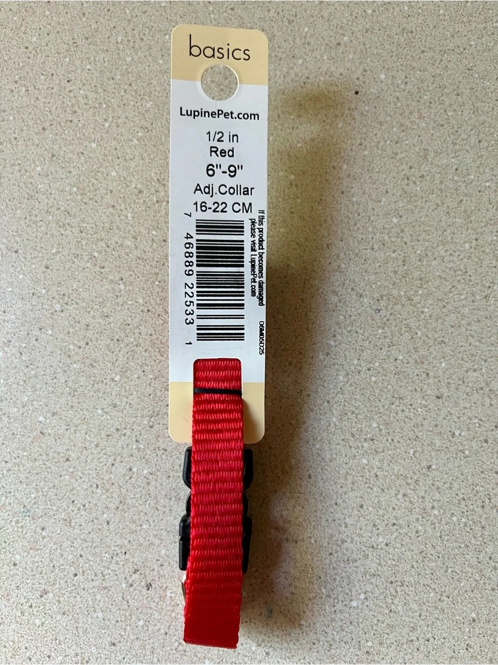 NWT LupinePet Basic Solid Dog Collar, Red, XX-Small: 6 to 9-in neck, 1/2-in wide